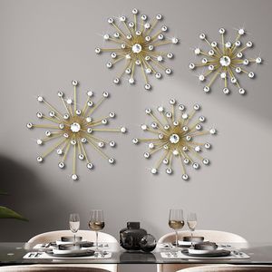 4 Pcs Starburst Wall Decor Bling Crystal Wall Art Rhinestones Sunburst Home⚡️